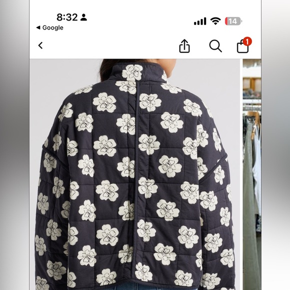 Free People Chloe Print Quilted Jacket XS NWT Floral Black - Picture 6 of 9